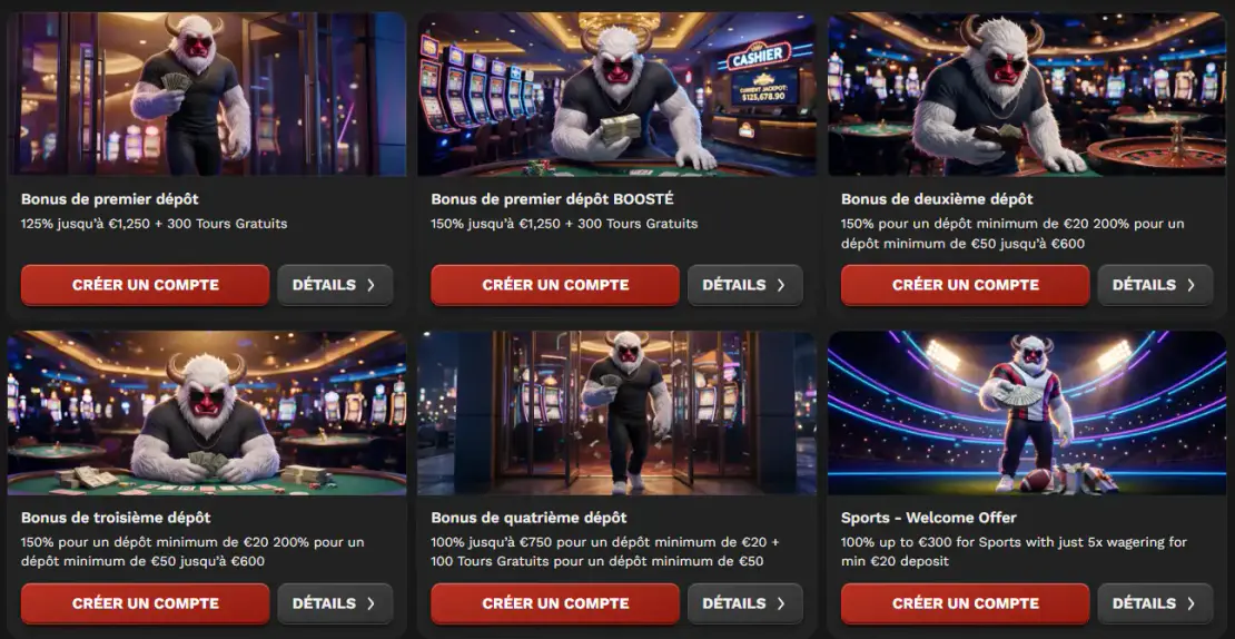 BangaWin Casino offres de bonus avec bonus de dépôt et tours gratuits